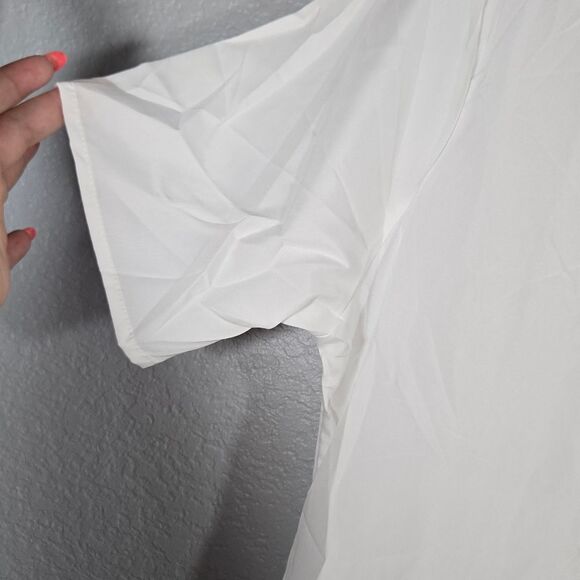 Women's Classic White Slip Dress Short Dolman Sleeve Casual Midi V-Neck Costume - Picture 4 of 5